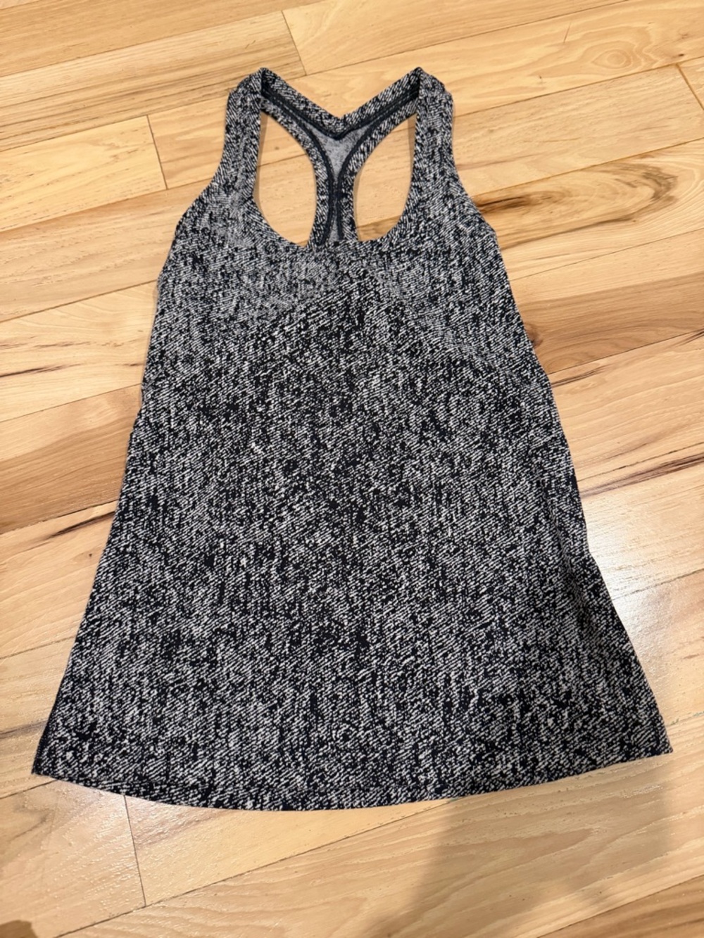 Lululemon Cool Racerback Tank Top in a black and white speckled pattern